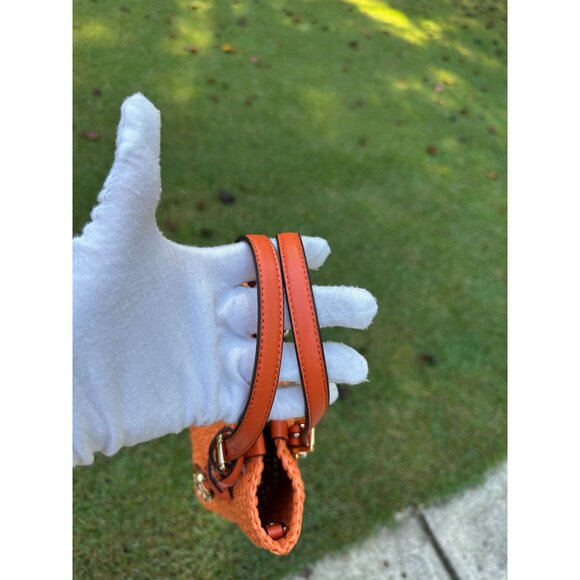 Michael Kors Quinn Extra Small North South Straw Tote Orange Punch 32S5GQNC0W - Picture 10 of 16